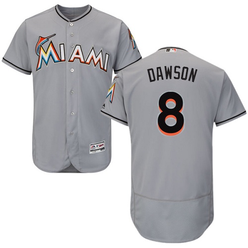 marlins #8 Andre Dawson Grey Flexbase Authentic Collection Stitched MLB Jersey - Click Image to Close